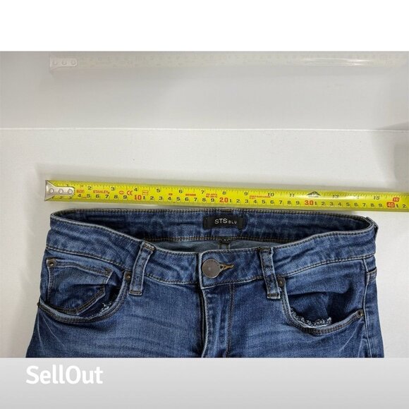 STS Blue Women's Distressed Skinny Jeans Size 27 Dark Wash Denim - Picture 5 of 7